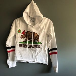 On Fire Merry Christmas Bear Crop T-Shirt Hoodie